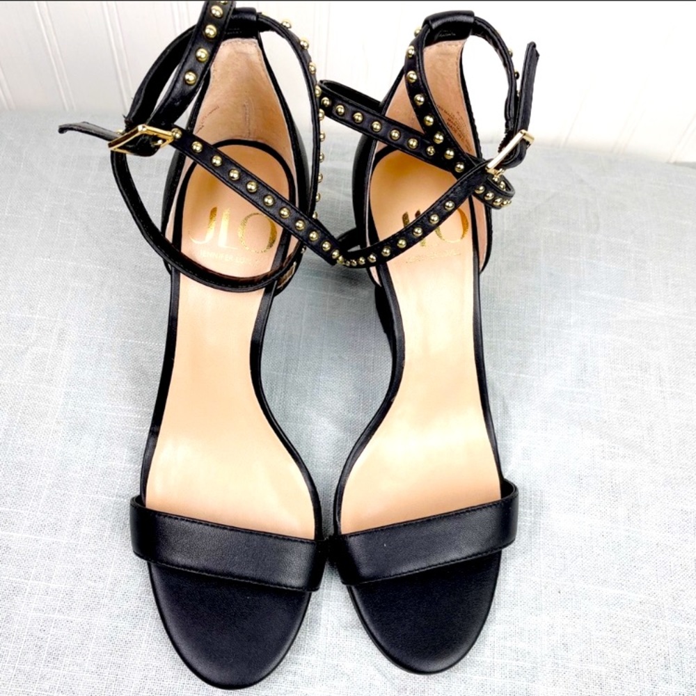 Ankle Strap Sandals Wedges Heels Embellished Studs - Picture 3 of 6